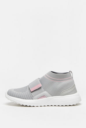 Textured Slip-On Sports Shoes with Pull Tab Detail