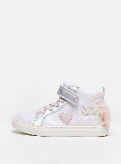 Unicorn High Top Sneakers with Hook and Loop Closure