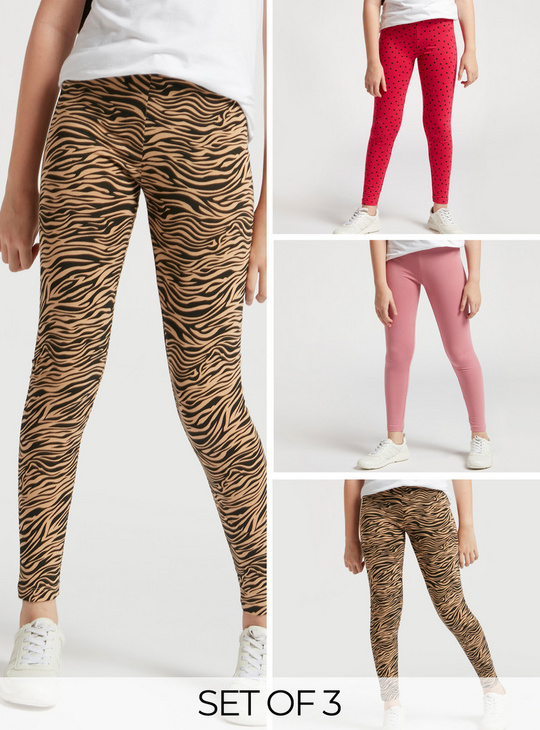 Set of 3 - Assorted Ankle Length Leggings with Elasticated Waistband