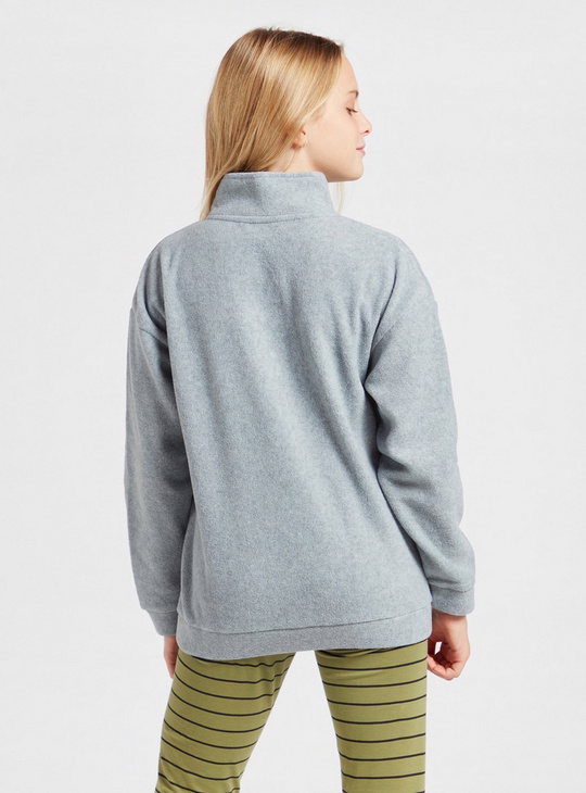 Fleece Sweatshirt with Long Sleeves and Half Zip Closure