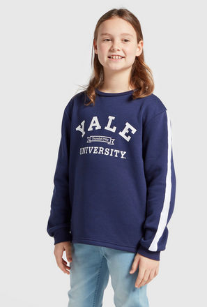 Yale Print Sweatshirt with Round Neck and Long Sleeves