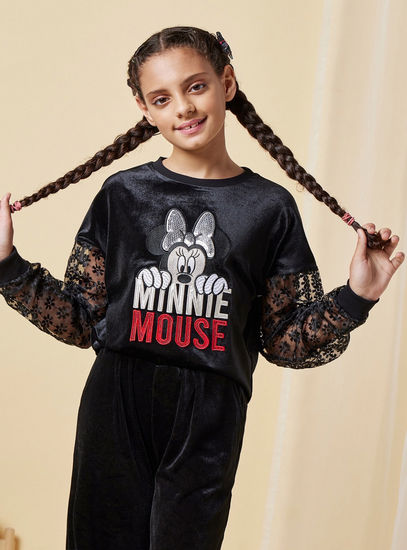 Minnie Mouse Embroidered T-shirt and Full Length Pants Set