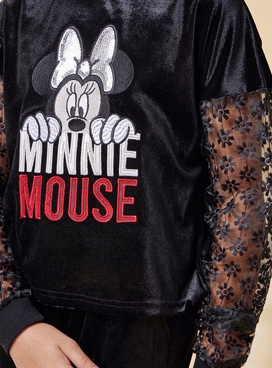 Minnie Mouse Embroidered T-shirt and Full Length Pants Set