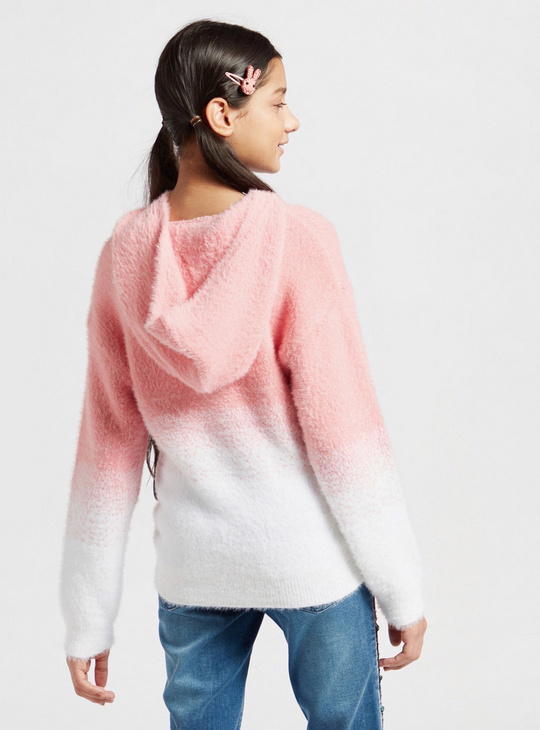 Ombre Toned Textured Sweater with Long Sleeves