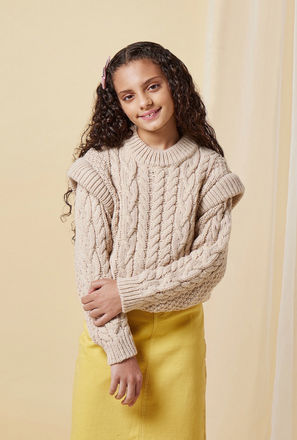 Textured Sweater with High Neck and Long Sleeves