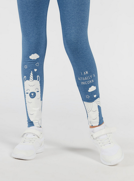 Llama Print Leggings with Elasticated Waistband