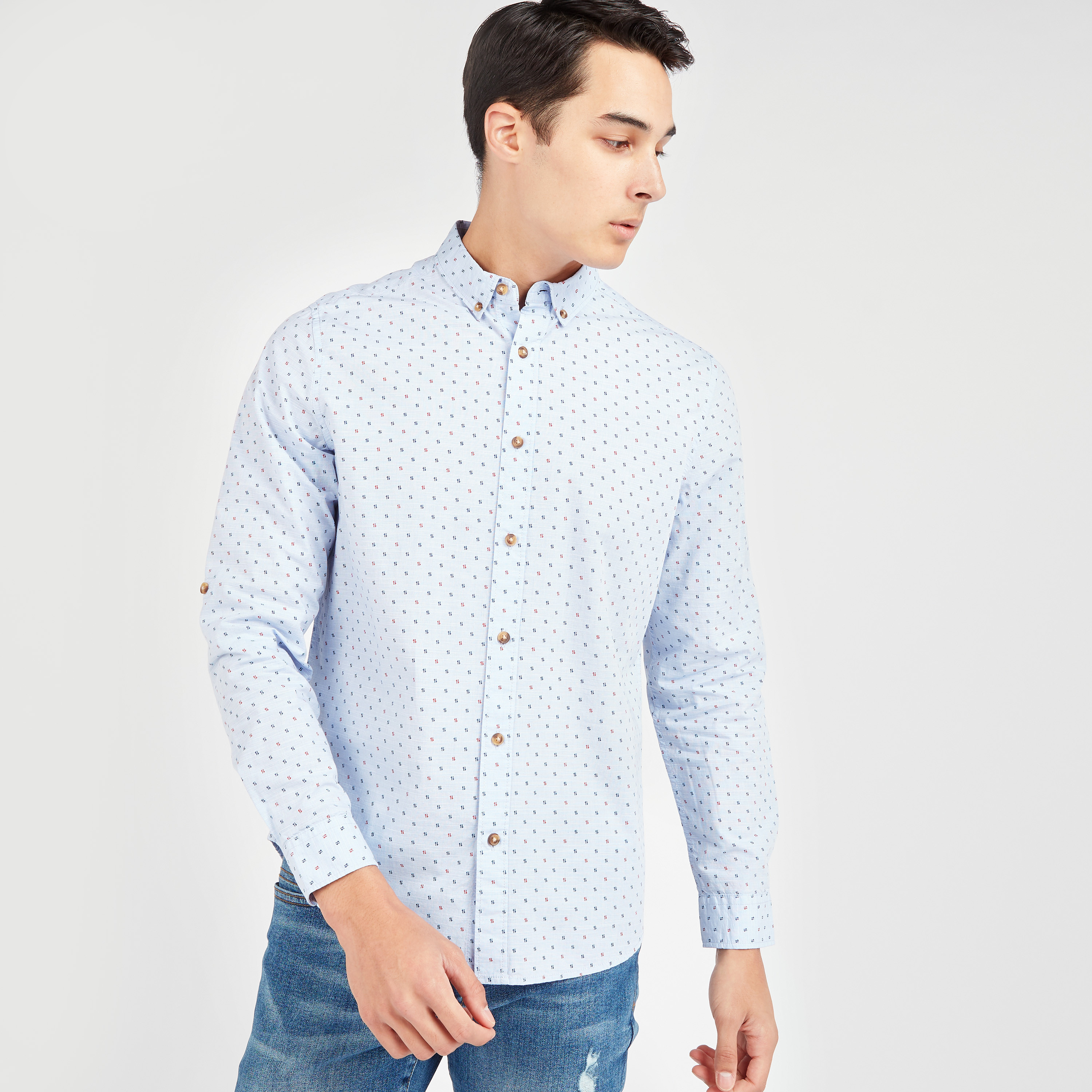 Jeans cheap printed shirt