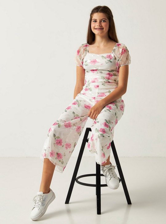 All Over Floral Print Top and Culotte Set