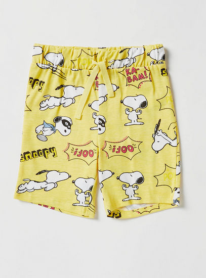 Set of 2 - Snoopy Print Shorts with Drawstring Closure
