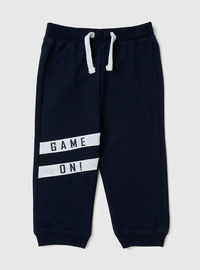 Set of 2 - Typographic Print Joggers with Drawstring Closure