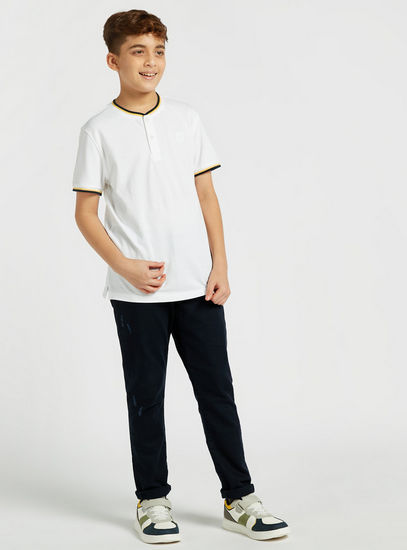 Solid Polo T-shirt with Short Sleeves and Tipping Detail-Polo Shirts-image-1