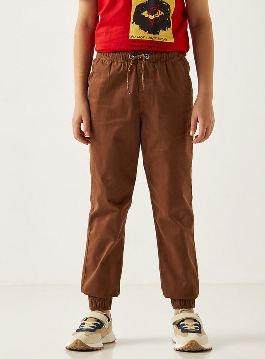 Solid Mid-Rise Jog Pant with Drawstring Closure and Pockets