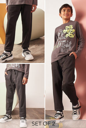 Pack of 2 - Plain Regular Fit Joggers-mxkids-boyseighttosixteenyrs-clothing-bottoms-joggers-0