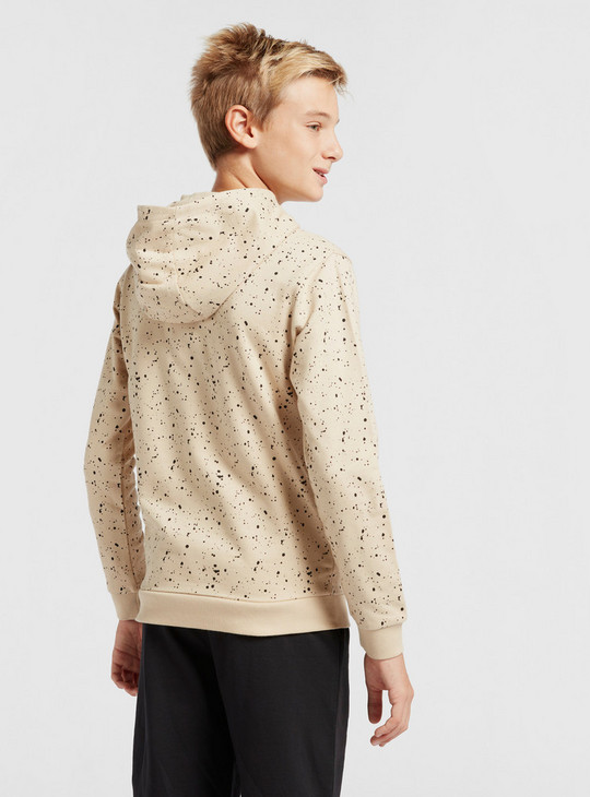 All-Over Splatter Print Sweatshirt with Long Sleeves and Hood