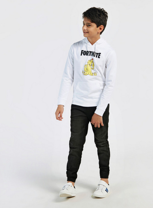 Fortnite Print Hooded Sweatshirt with Long Sleeves and Pockets