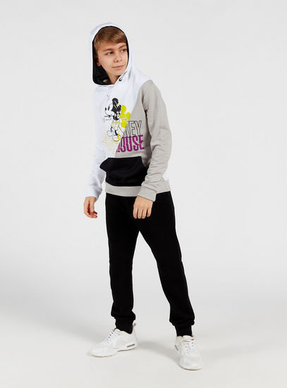 Mickey Mouse Colourblocked Sweatshirt with Hood and Long Sleeves