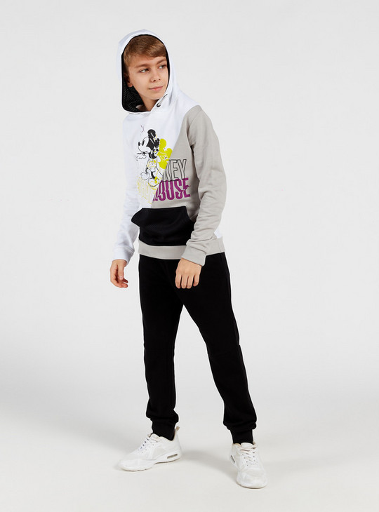 Mickey Mouse Colourblocked Sweatshirt with Hood and Long Sleeves
