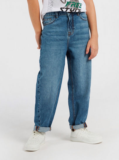 Solid Mid-Rise Jeans with Pockets
