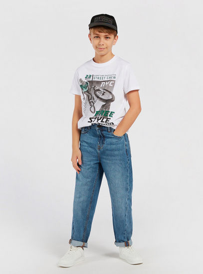 Solid Mid-Rise Jeans with Pockets
