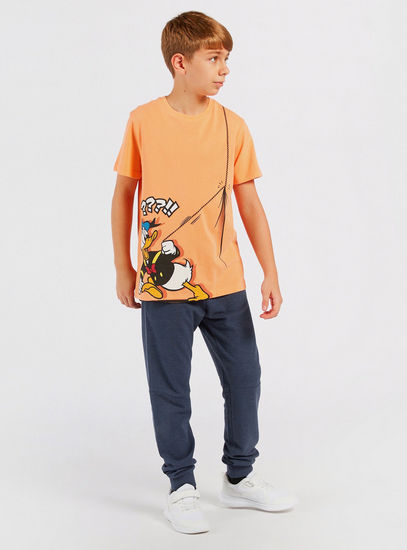 Donald Duck Print T-shirt with Round Neck and Short Sleeves