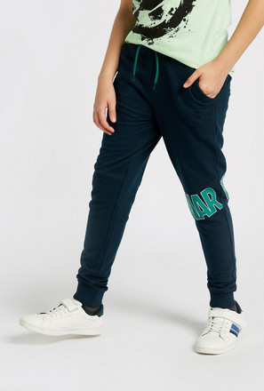 Marvel Print Mid-Rise Joggers with Drawstring Closure and Pockets