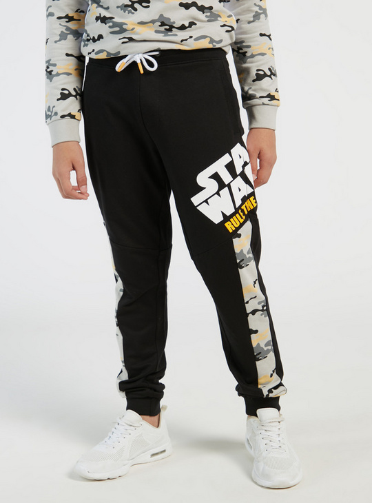 Star Wars Print Mid-Rise Jog Pants with Pockets and Drawstring Closure
