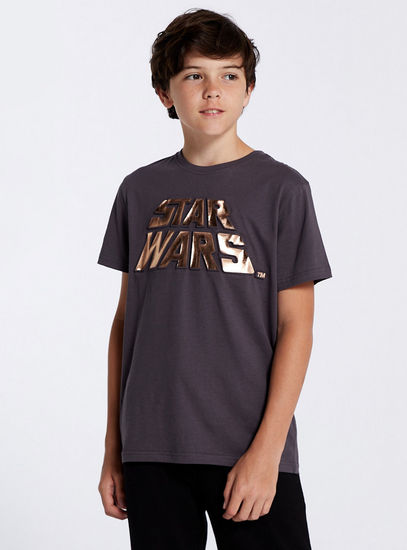 Star Wars Embossed T-shirt with Round Neck and Short Sleeves