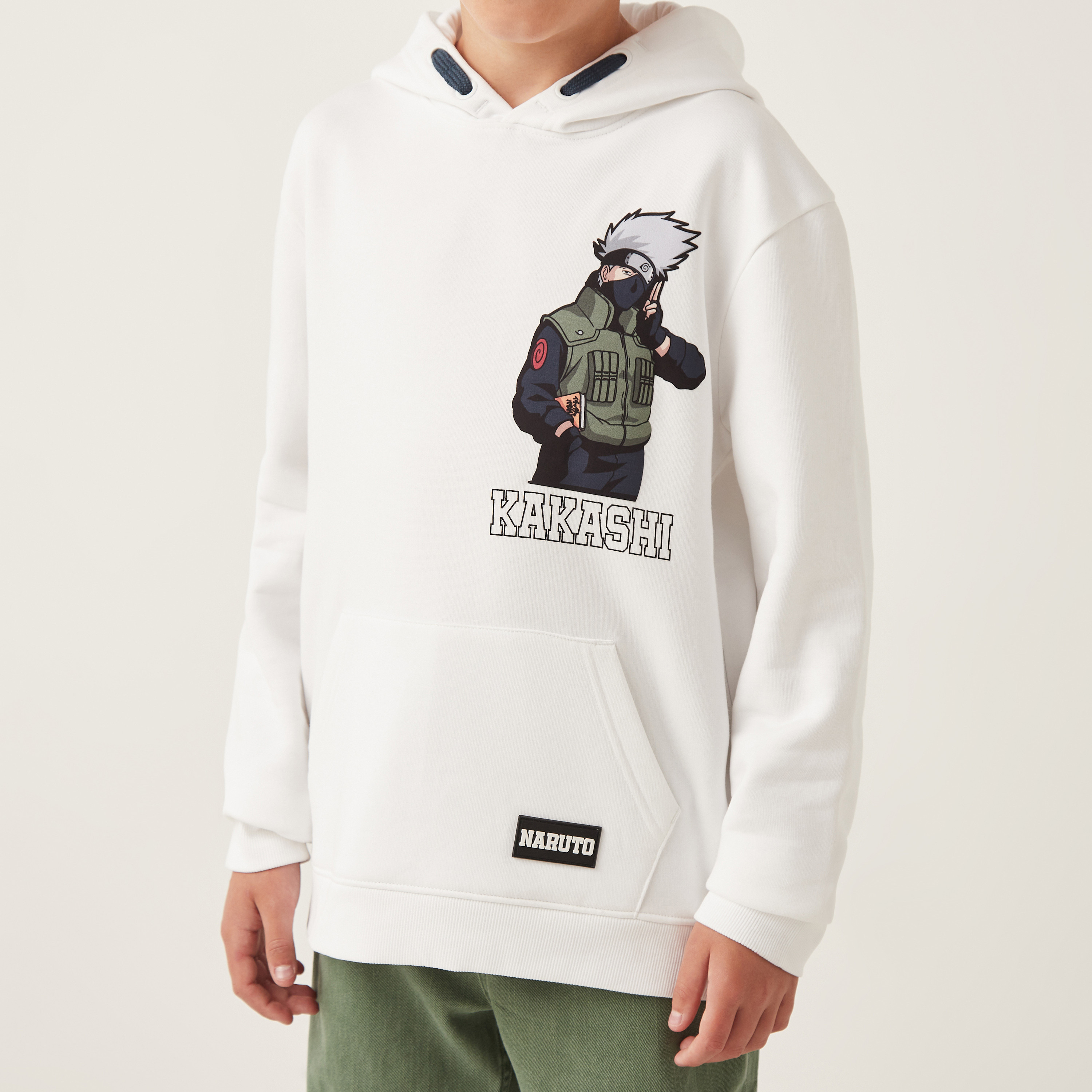 Shop Kakashi Hatake Print Hooded Sweatshirt Online Max Qatar