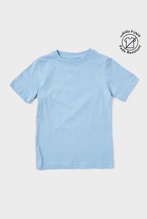 Solid Fade Resistant T-shirt with Round Neck and Short Sleeves-mxkids-boystwotoeightyrs-clothing-teesandshirts-tshirts-3