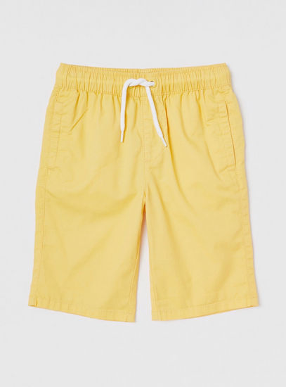 Solid Woven Shorts with Drawstring Closure