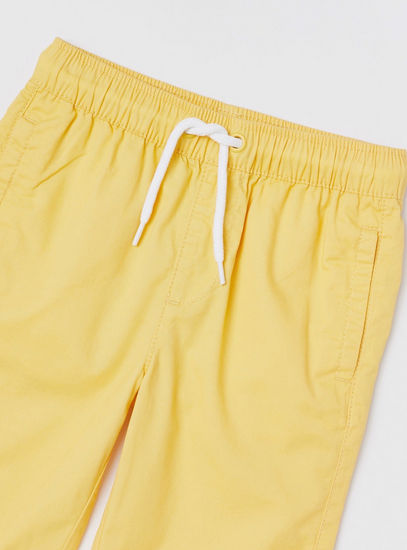 Solid Woven Shorts with Drawstring Closure