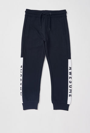 Printed Cut and Sew Jog Pants with Drawstring Closure-mxkids-boystwotoeightyrs-clothing-bottoms-joggers-2