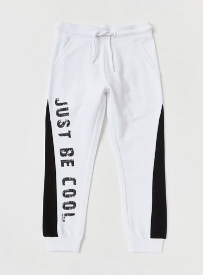 Typographic Print Joggers with Drawstring Closure and Pockets
