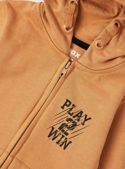 Printed Anti-Pilling Hooded Sweatshirt with Pockets and Long Sleeves
