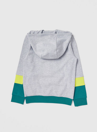 Foil Printed Sweatshirt with Hood and Long Sleeves