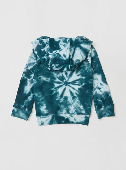 Tie-Dye Hooded Sweatshirt with Long Sleeves and Pockets