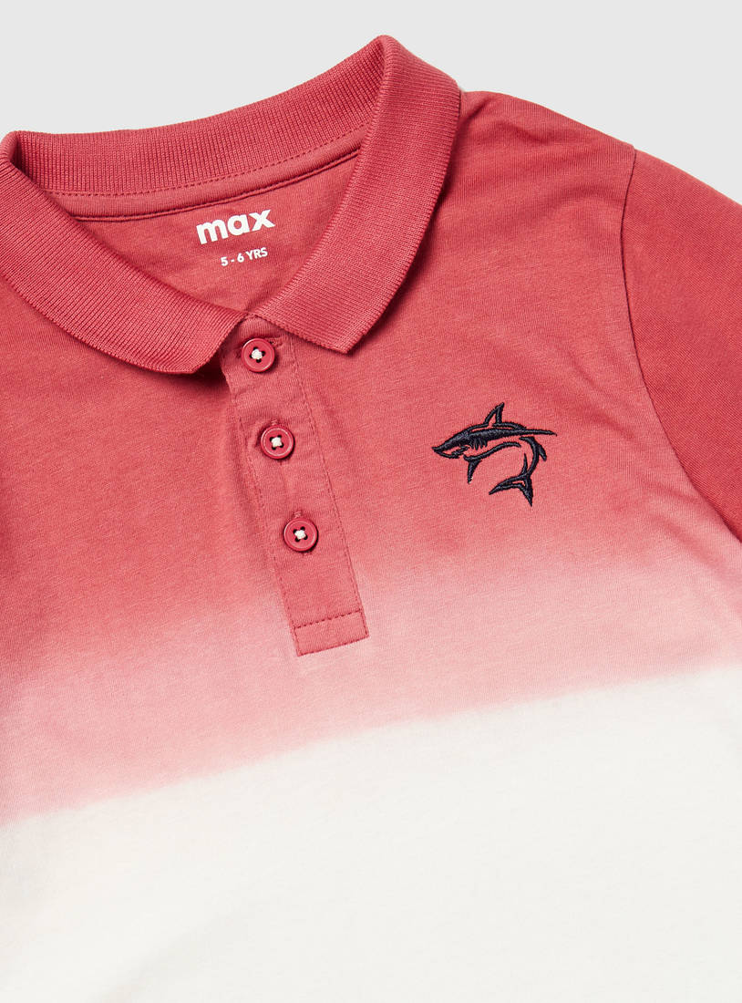 Ombre Polo T-shirt with Short Sleeves and Button Closure-Polo Shirts-image-1