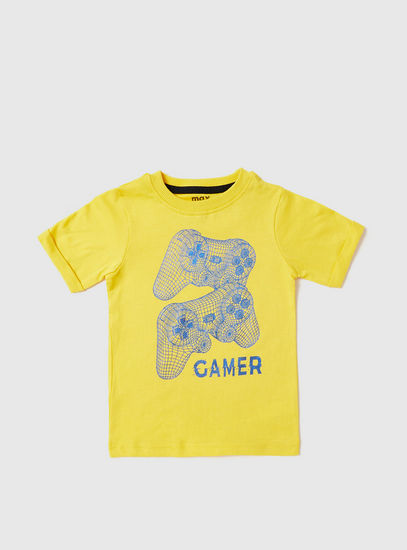 Gamer Foil Print Crew Neck T-shirt and Shorts Set