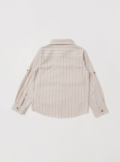 Striped Oxford Shirt with Long Sleeves and Chest Pocket-Shirts-image-1