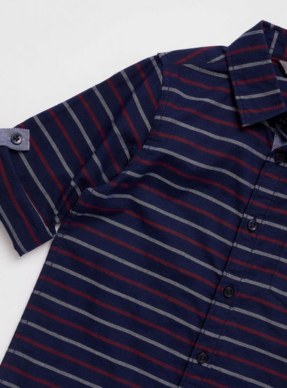 Striped Oxford Shirt with Long Sleeves and Chest Pocket