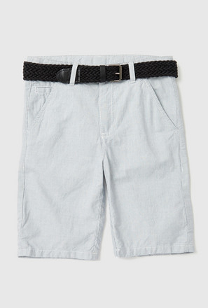 Striped Shorts with Pockets and Belt