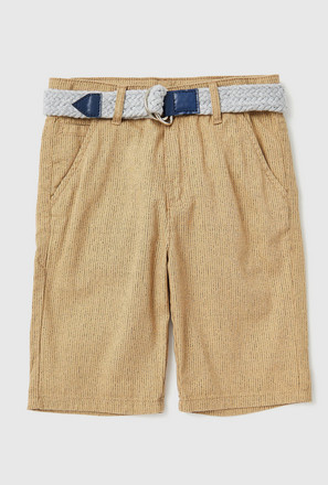 Striped Shorts with Pockets and Belt