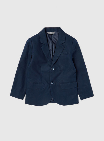 Solid Blazer with Long Sleeves and Flap Pockets