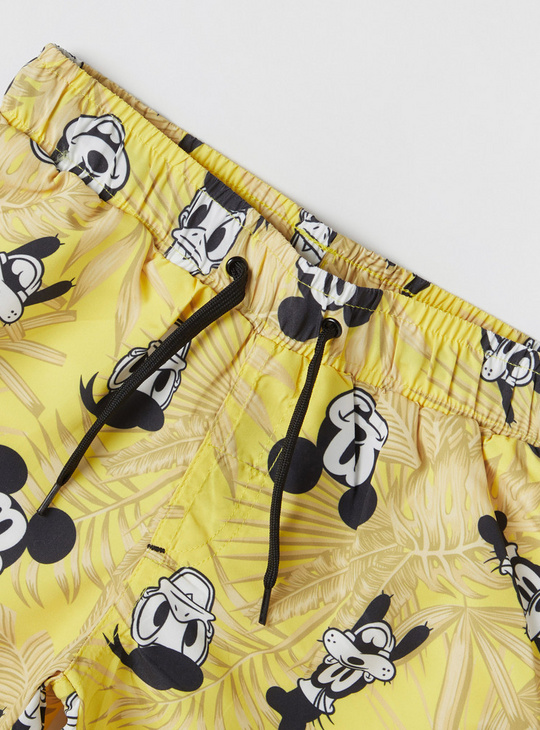 Mickey Mouse Print Shorts with Drawstring Closure