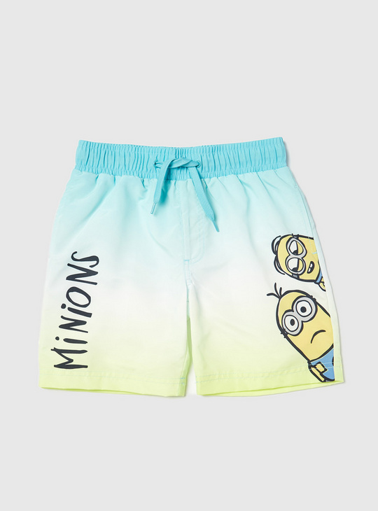Minions Print Swim Shorts with Elasticised Waistband