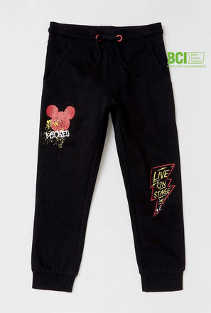 Mickey Mouse Print BCI Cotton Joggers with Drawstring Closure
