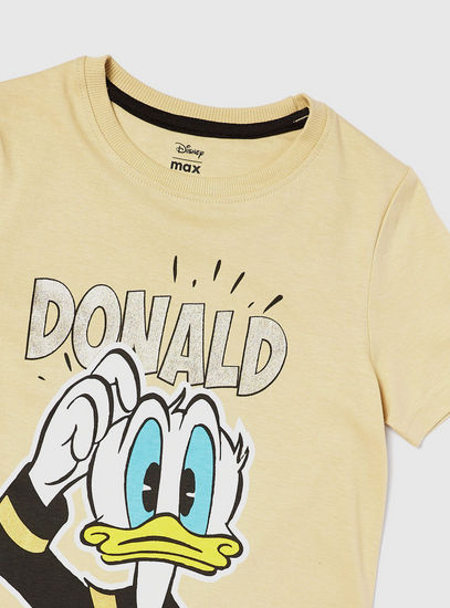 Donald Duck Print Round Neck T-shirt with Short Sleeves-T-shirts-image-1