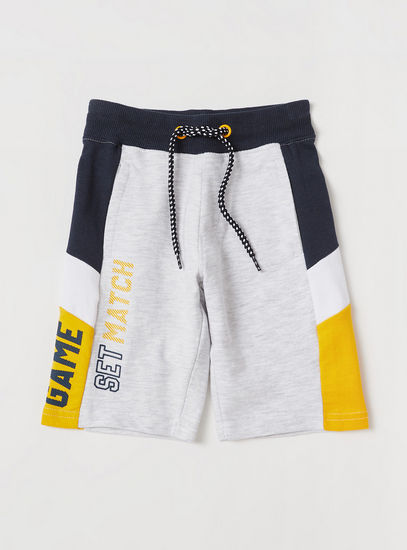 Cut and Sew Printed Shorts with Pockets and Drawstring Closure