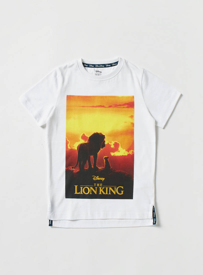 Lion King Print T-shirt with Crew Neck and Short Sleeves-T-shirts-image-0