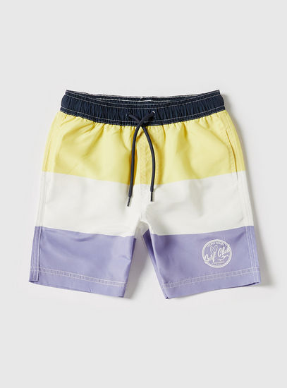 Panelled Shorts with Drawstring Closure and Pocket